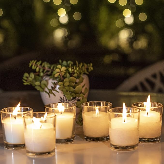 Kaameri Bazaar Set of 6 Highly Fragranced Jasmine Fields Filled Glass Votive Candles