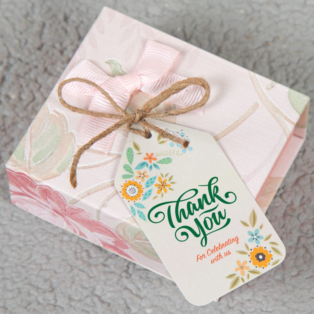 Set of 50 Thank You Tags for for Return Gifts l Packaging l for Gift Bags l with Natural Jute Twine