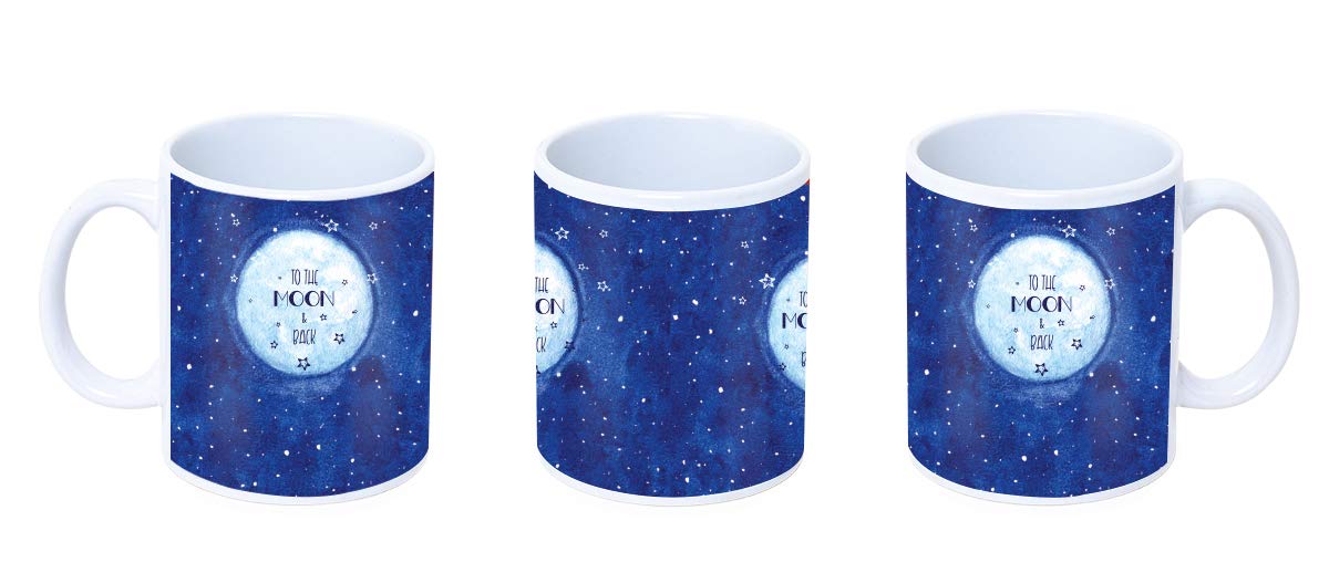  Valentines Day to The Moon and Back Quote Coffee Mug (Multicolour, 330 ml) - Gift for Girlfriend-Bo