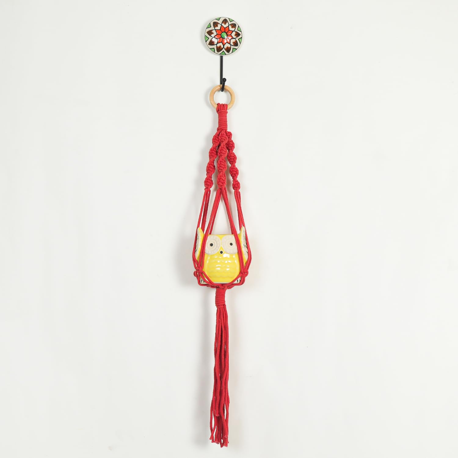 Macrame Plant Hanger with Owl Shaped Pot for Plants  Decorative Item for Diwali Apartment Dorm Bedro