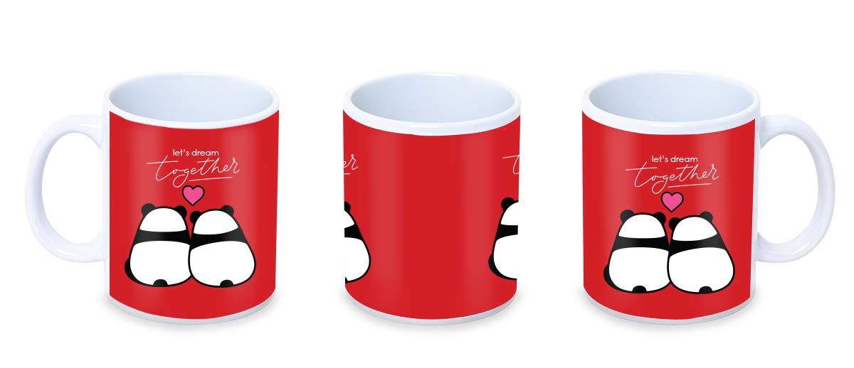 Valentines let’s Dream Together Quote Coffee Mug (Multicolour, 330 ml) - Gift for Girlfriend-Boyfrie
