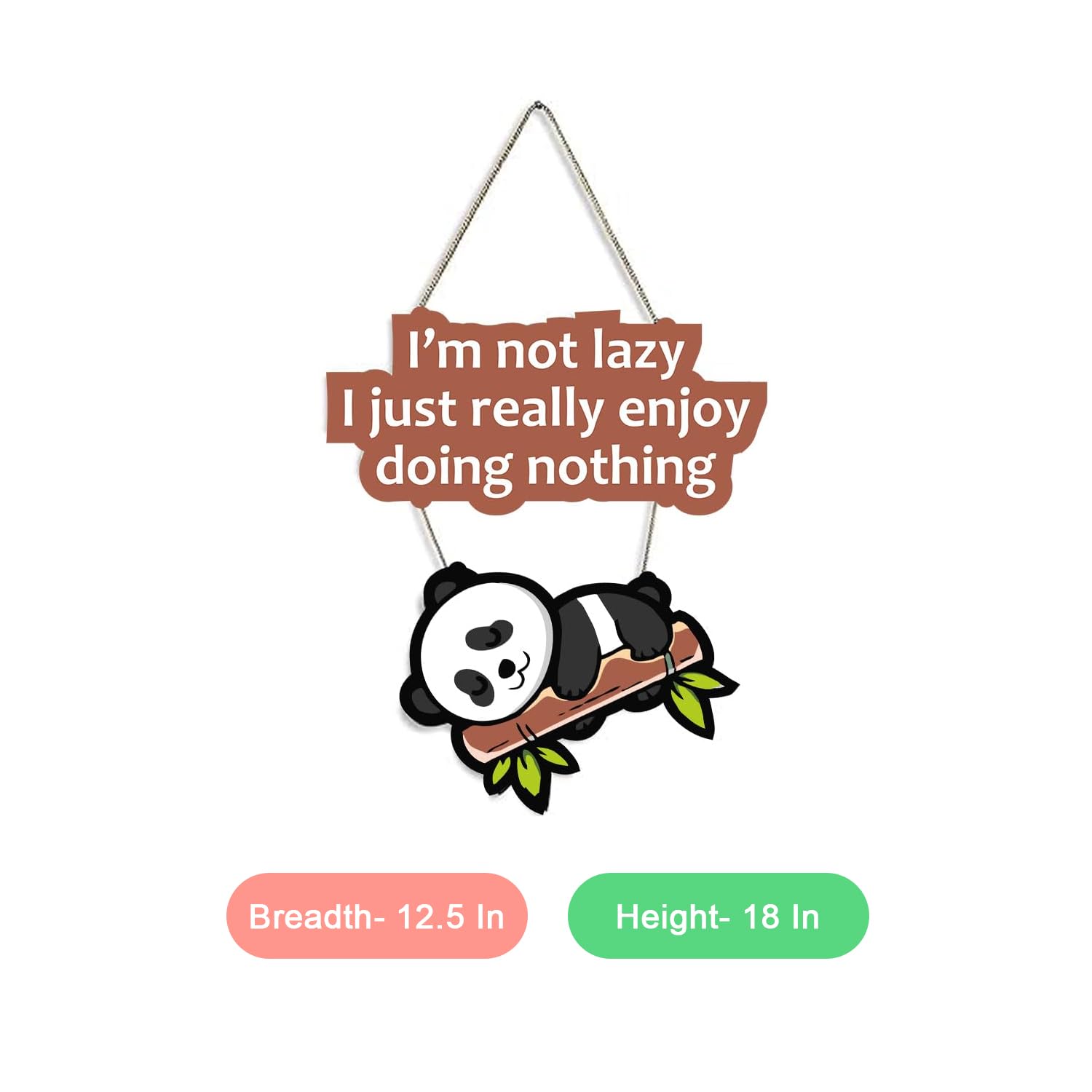 Lazy Panda Printed Wooden Wall Hanging with Quotes for Home Decor 