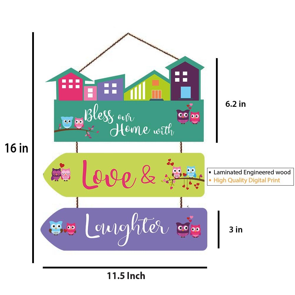 Bless Our Home Quote Decorative Wall Art MDF Wooden Wall Hanger