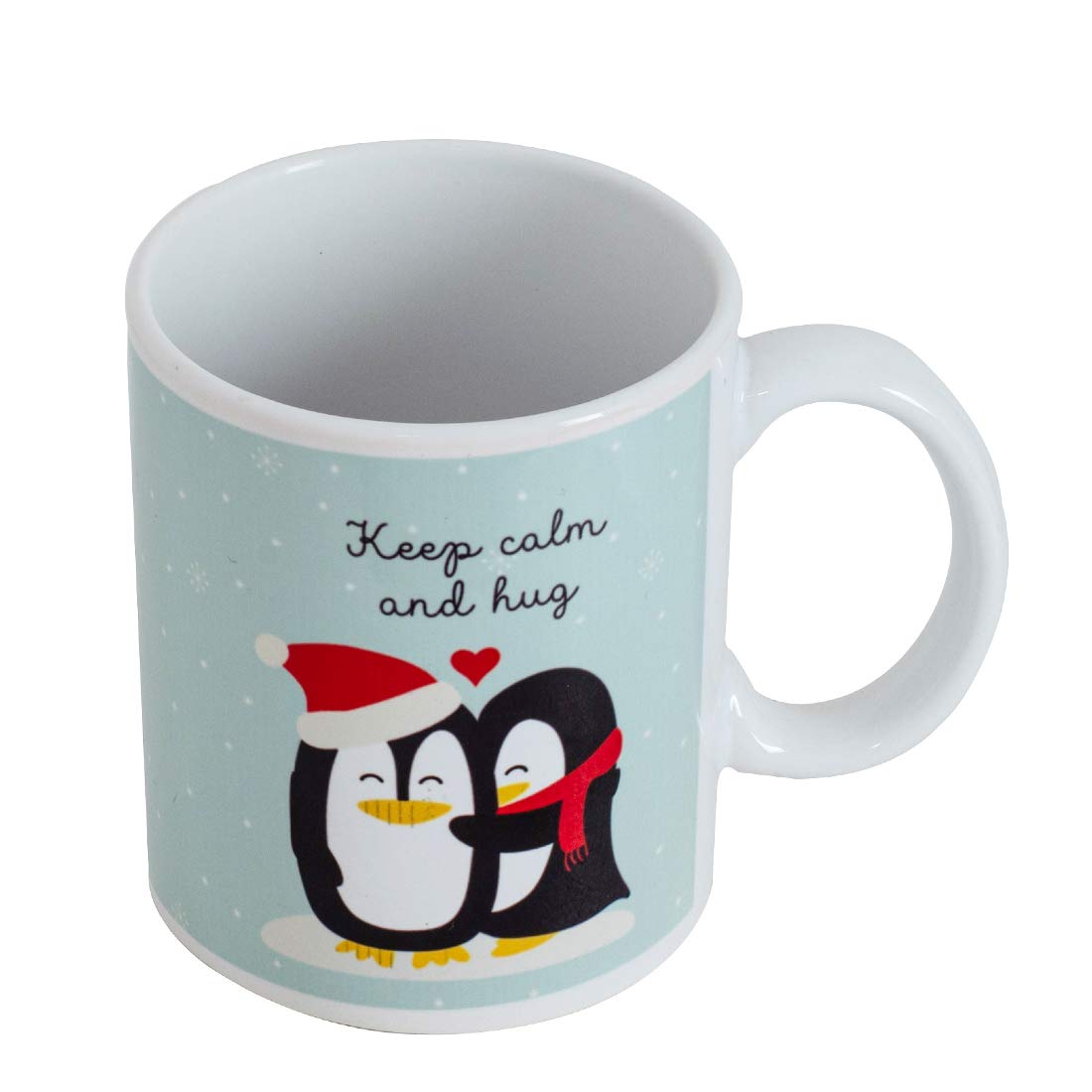 Valentines Day Micro Satin and Fibre Penguins hugs with Keep Clam and Hug Quote Printed Cushion Cove