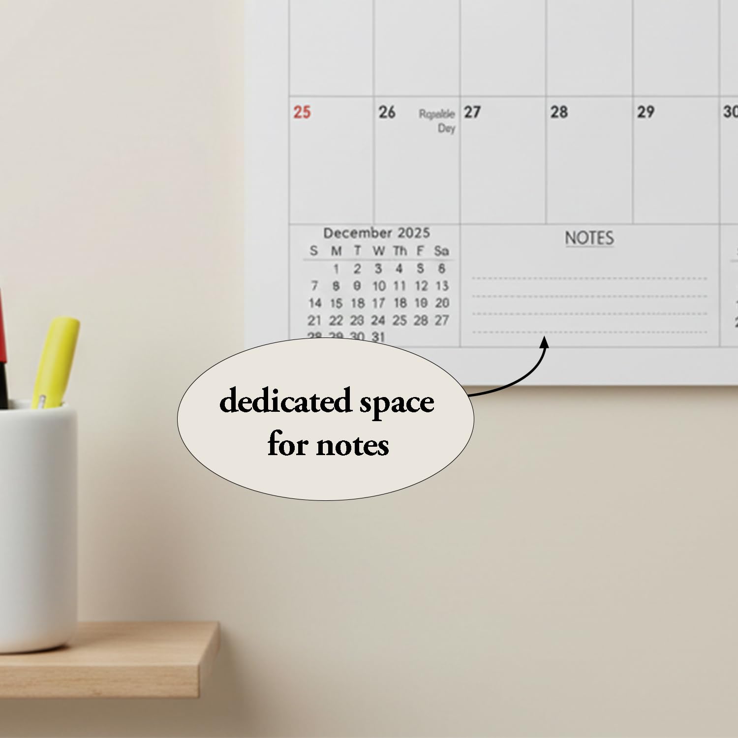 2026 Wall Calendar – Monthly Vertical Hanging Planner (January 2026 - December 2026) – Features Majo