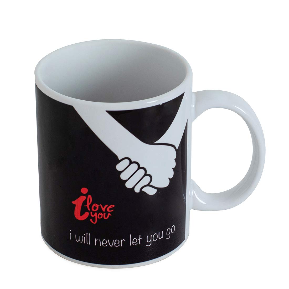 Valentines Day i Will Never let You go Quote Cushion Cover with Filler(Black 12 x 12) Mug 330 ml and