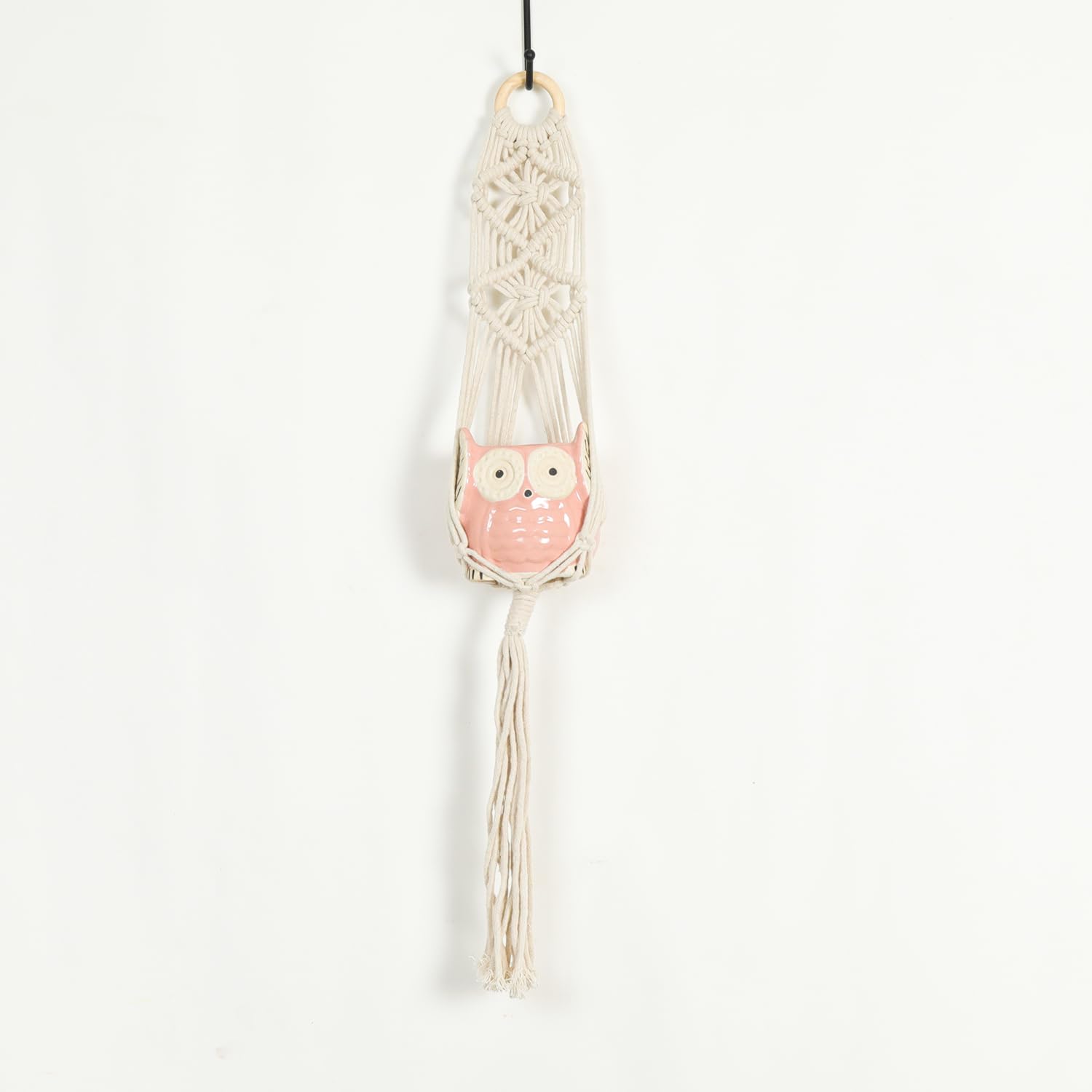 Macrame Plant Hanger with Owl Shaped Pot for Plants  Decorative Item for Diwali Apartment Dorm Bedro