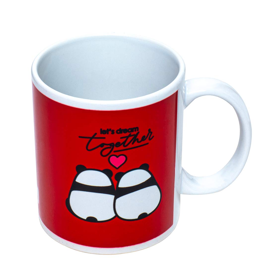 Valentines Day Micro Satin and Fibre Cute Panda Couple in Love with let’s Dream Together Quote Print