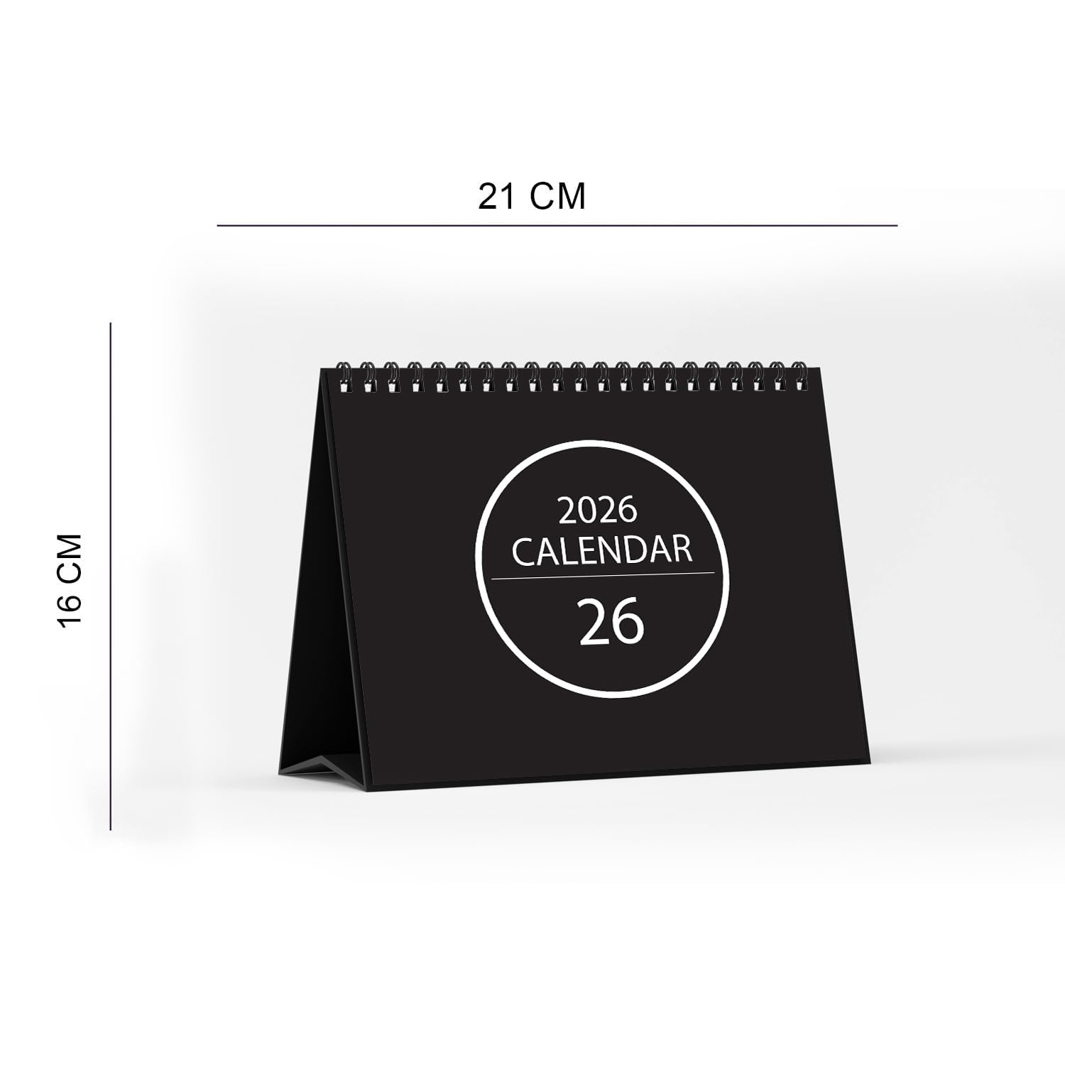 Black Wiro January 2026 to December 2026 Desk Calendar with Motivational Quotes  A5 Black and White 
