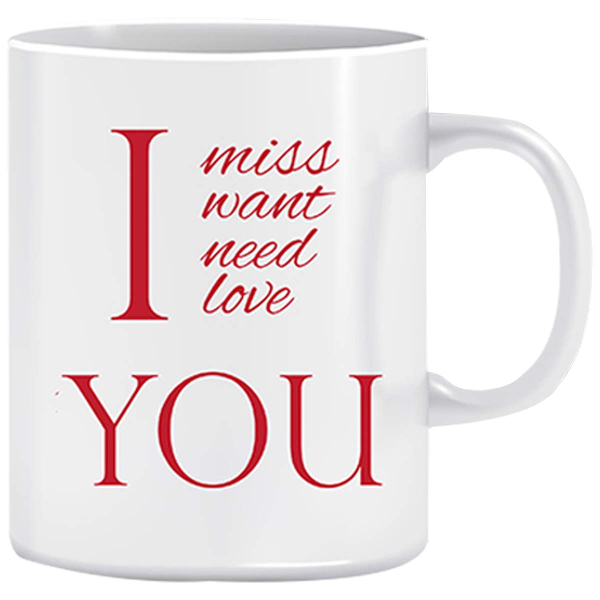 Valentines Day I Miss You Quote Cushion Cover with Filler(Red 12 x 12) Mug 330 ml and 1 Artificial R