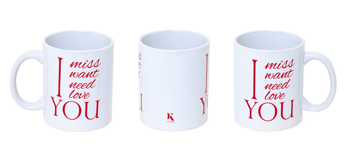 Valentines Day I Miss You Quote Coffee Mug (Multicolour, 330 ml)- Gift for Girlfriend-Boyfriend-Wife