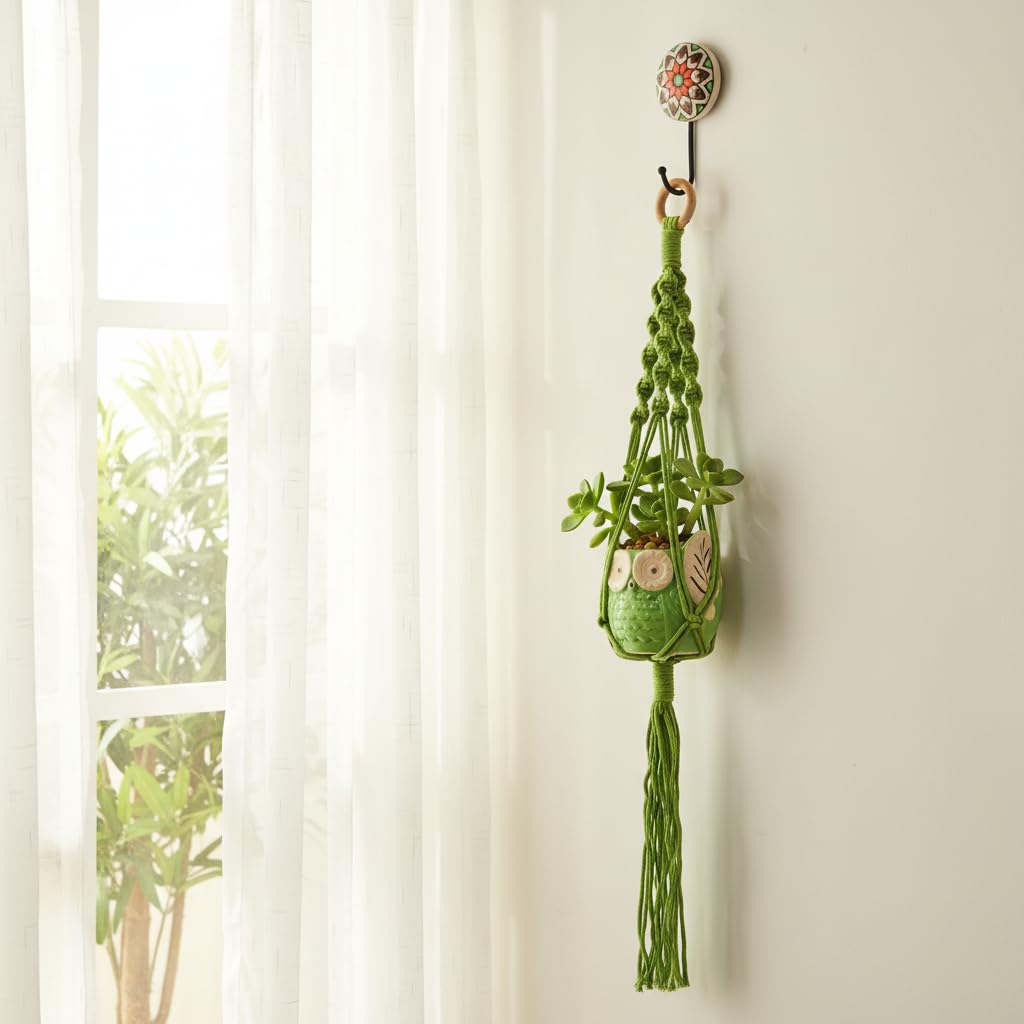 Macrame Plant Hanger with Owl Shaped Pot for Plants  Decorative Item for Diwali Apartment Dorm Bedro