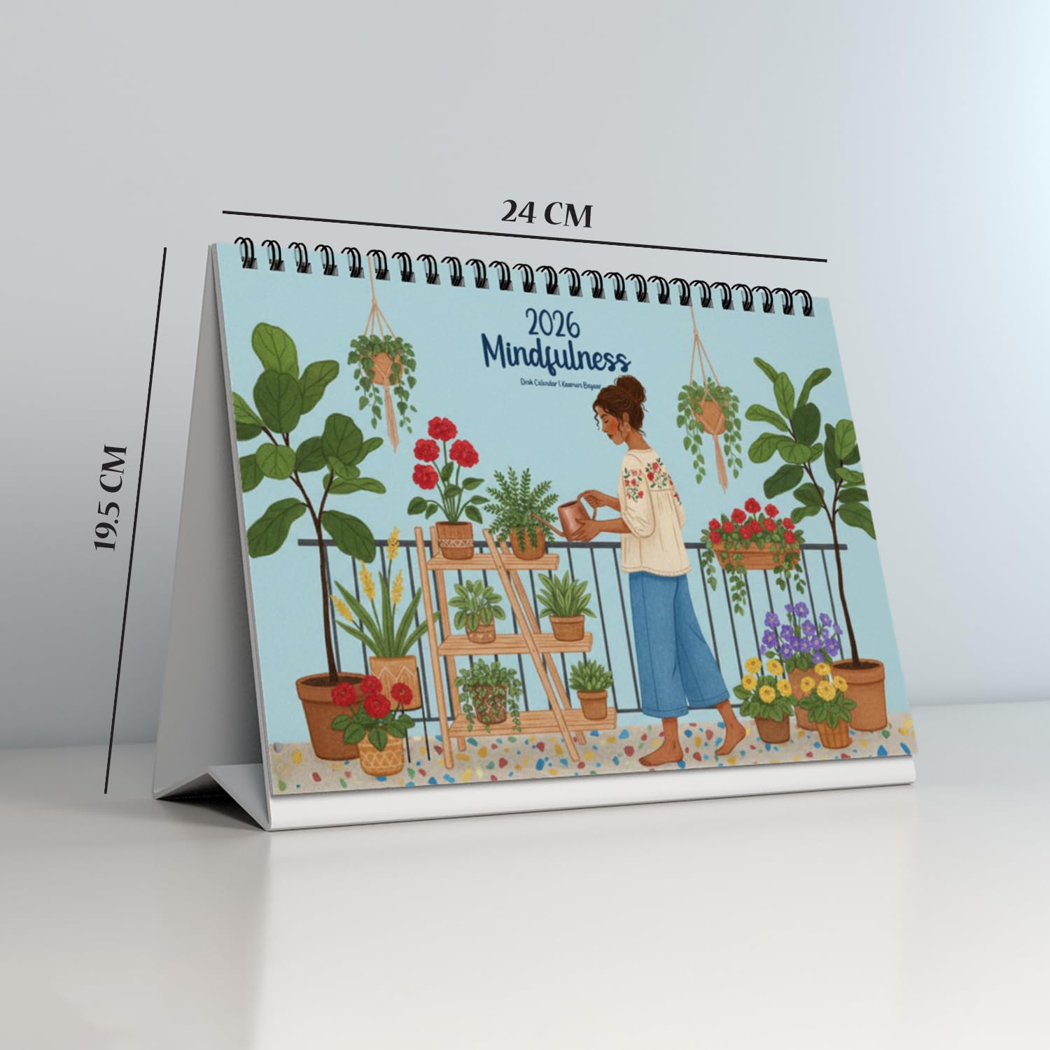 Click to see full view 2026 Mindfulness Desk Calendar – Floral & Nature Illustrations – 12 Month St
