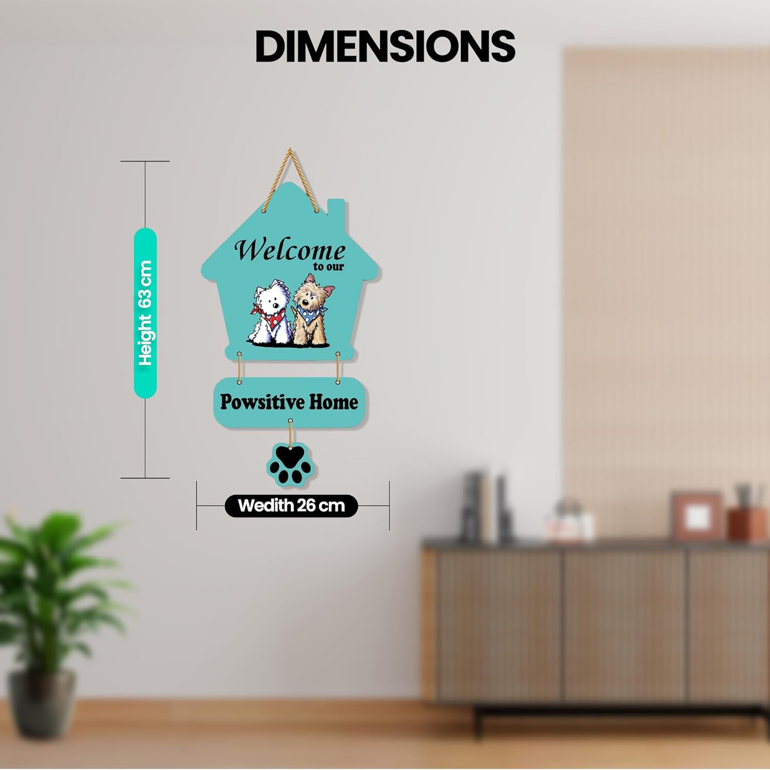 Wooden Door Hanging Dog Wall Sculpture - Home Decoration Items for Living Room & Wall Hanging Decor 