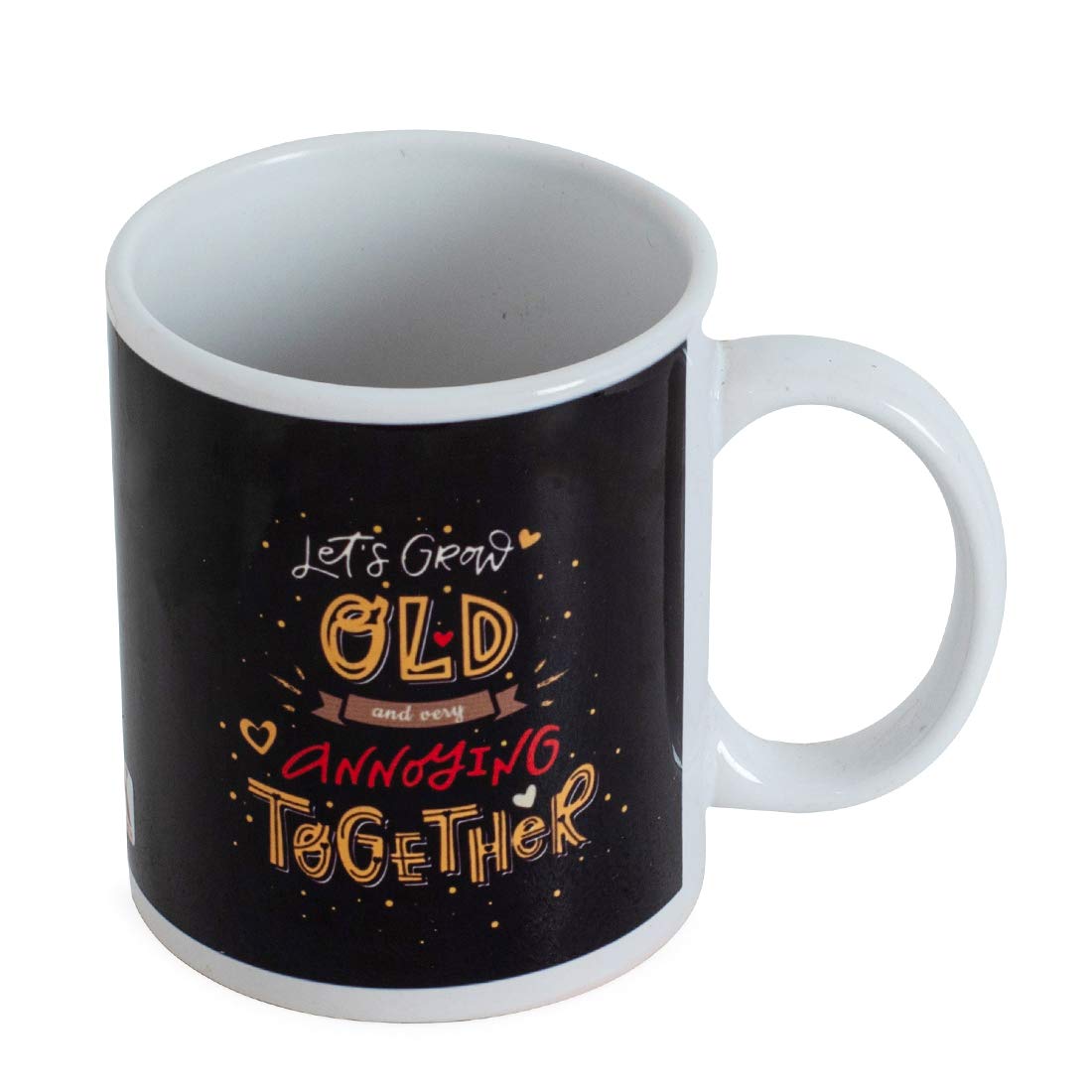 Valentines Day Gift Combo Cushion Cover with Filler(Black 12 x 12), Mug and 1 Artificial Rose - Gift