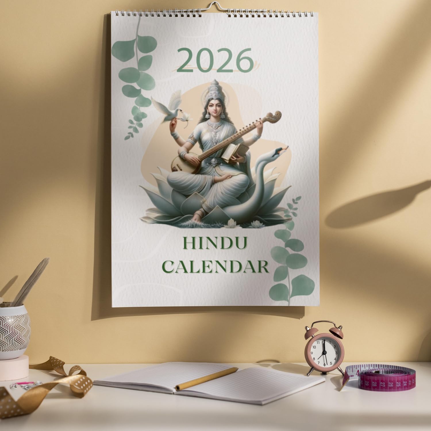 2026 Religious Wall Hanging Calendar  January 2026 To December 2026  Hindu Wall Calendar