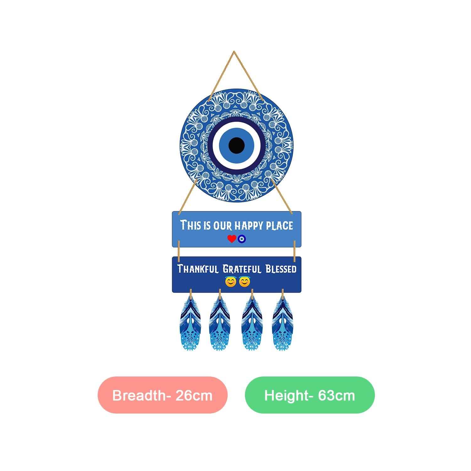 Engineered Wood Evil Eye Decorative Wall Art Hanging for Home Decoration,28 Cm