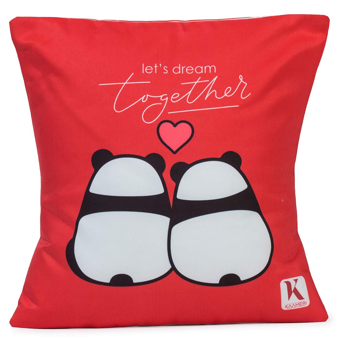 Valentines Day Micro Satin and Fibre Cute Panda Couple in Love with let’s Dream Together Quote Print