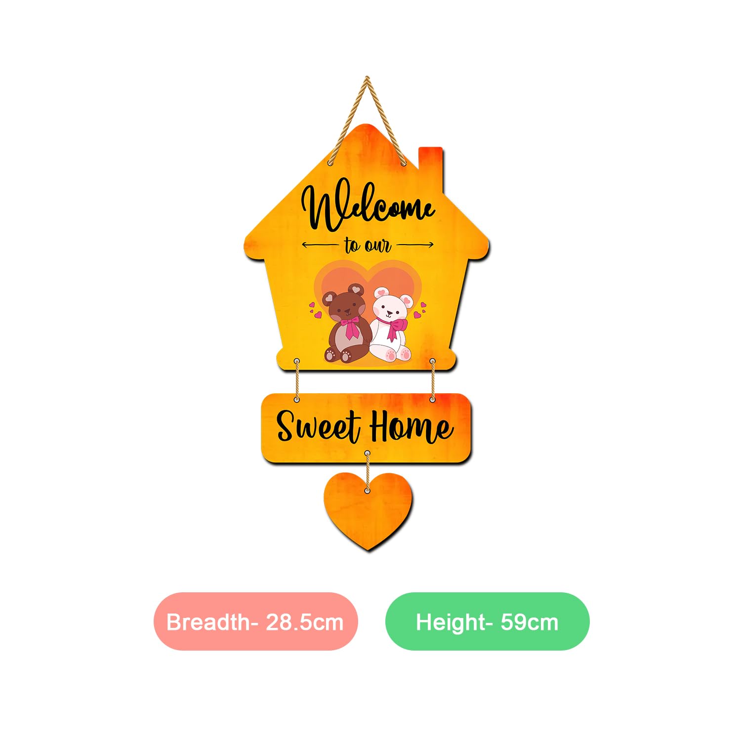 Cute Teddy Welcome To Our Home Wall Hanging For Living Room - Bedroom - Home Décor Out Door Hanging