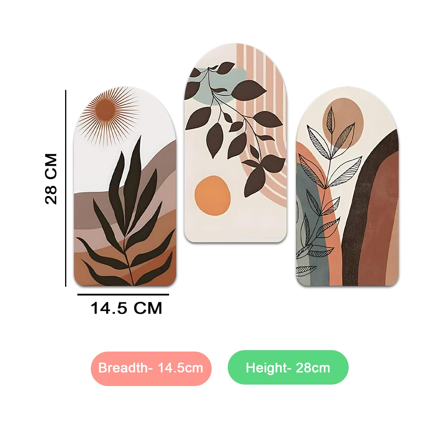 Abstract Plant Boho Botanical Art Print for Home Decor - Office - Gift Pack of 3 Pieces