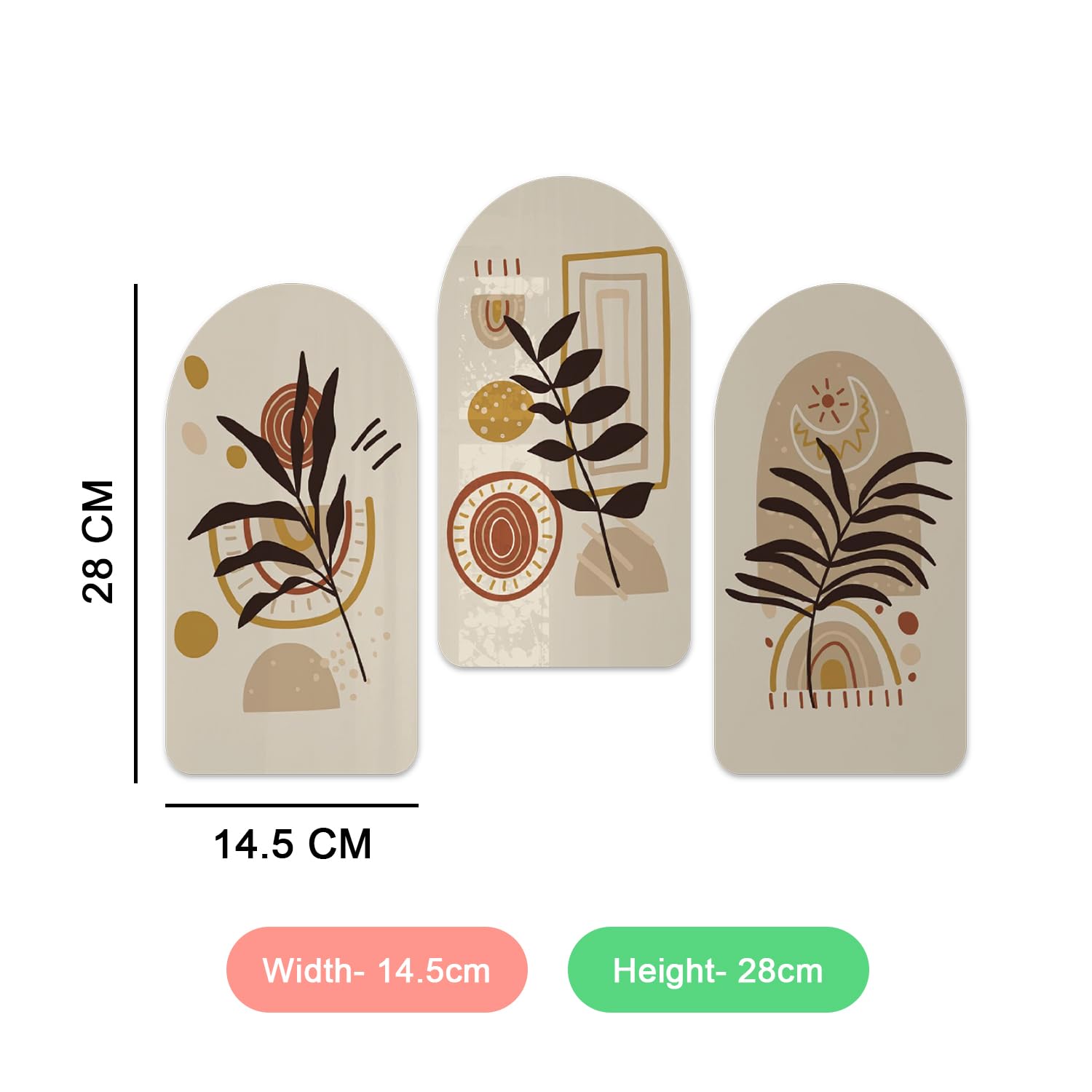 Balancing Stone Boho Wood Print Wall Art for Home Decoration Pack of 3 Pieces