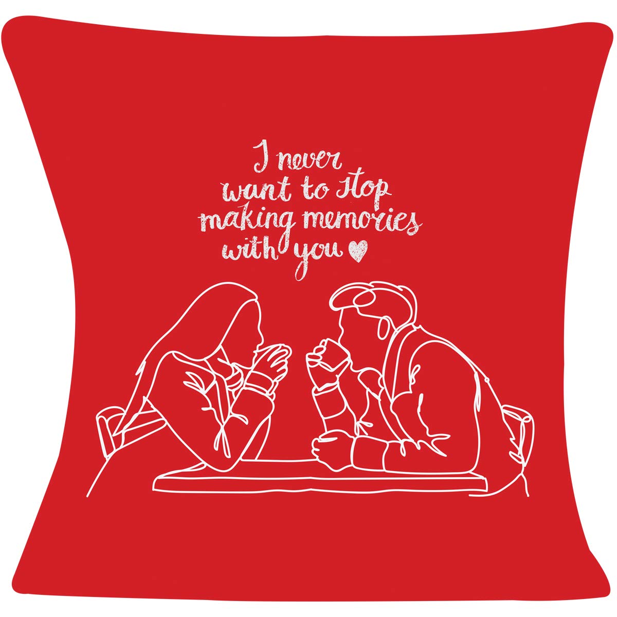 Valentines Day Gift Combo Cushion Cover with Filler(Red 12 x 12) Mug 330 ml and 1 Artificial Rose - 