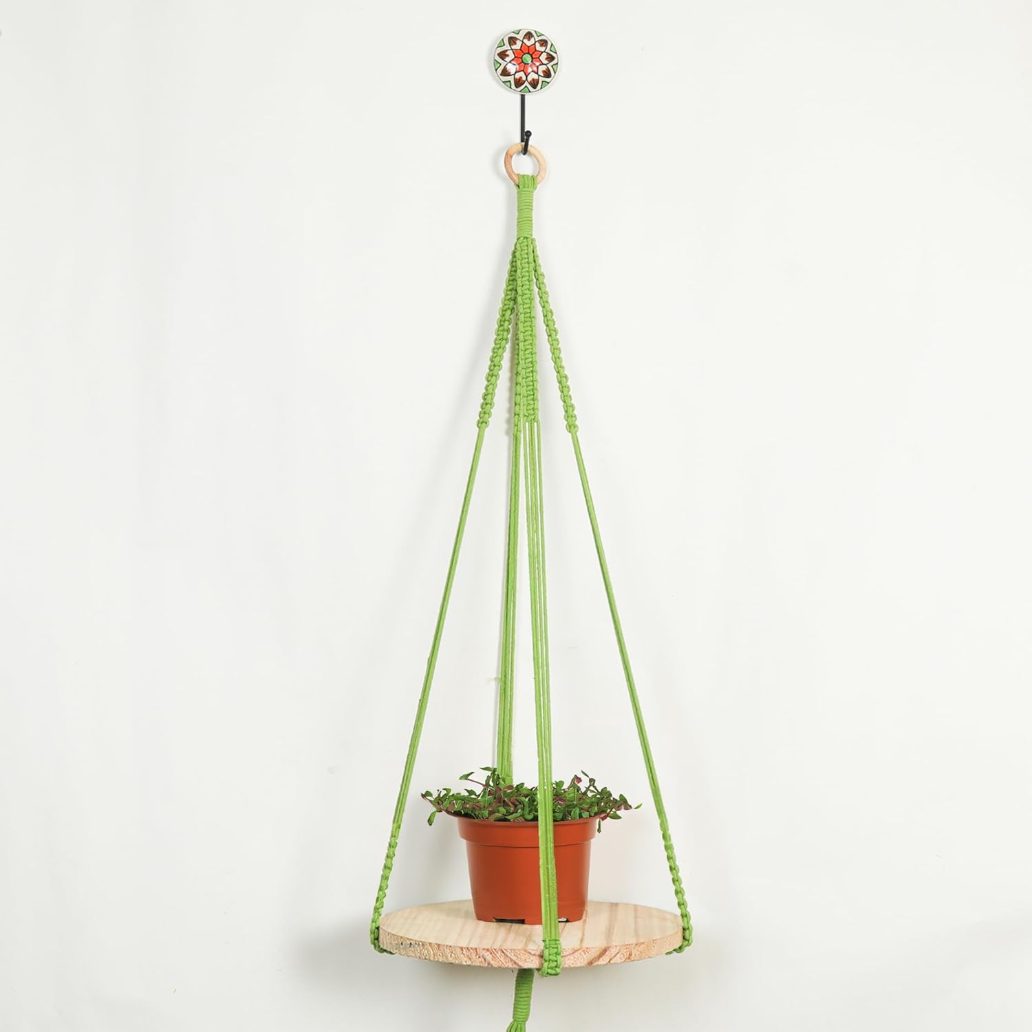 Macrame Indoor Ceiling Hanging Floating Shelf Chic Decor for Plants  Hand Woven Bohemian Decorative 