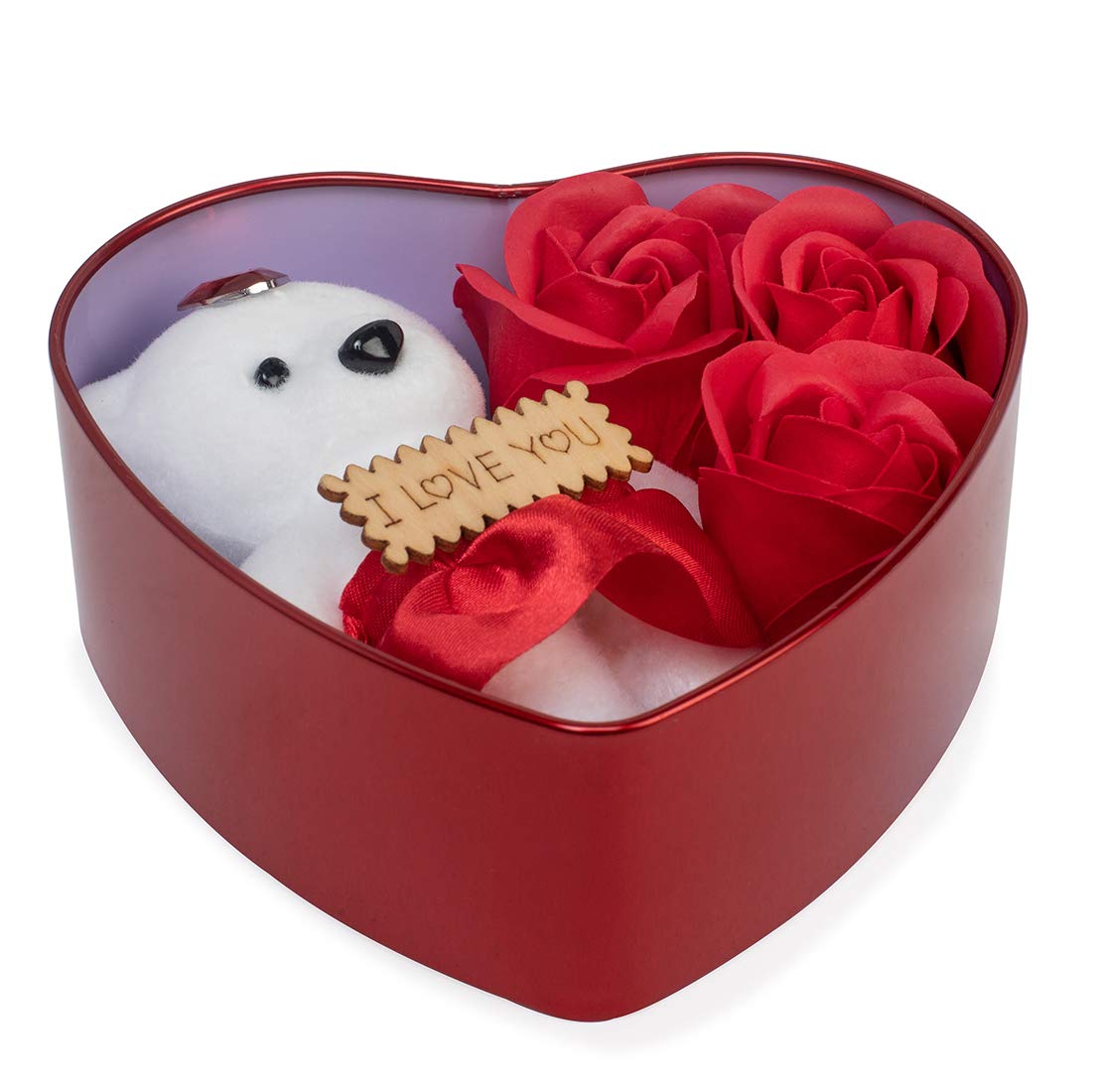 Artificial Rose Soaps with Greeting Card and Teddy