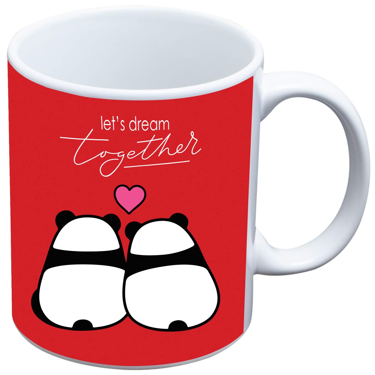Valentines let’s Dream Together Quote Cushion Cover with Filler(Red 12 x 12) Mug 330 ml and 1 Artifi