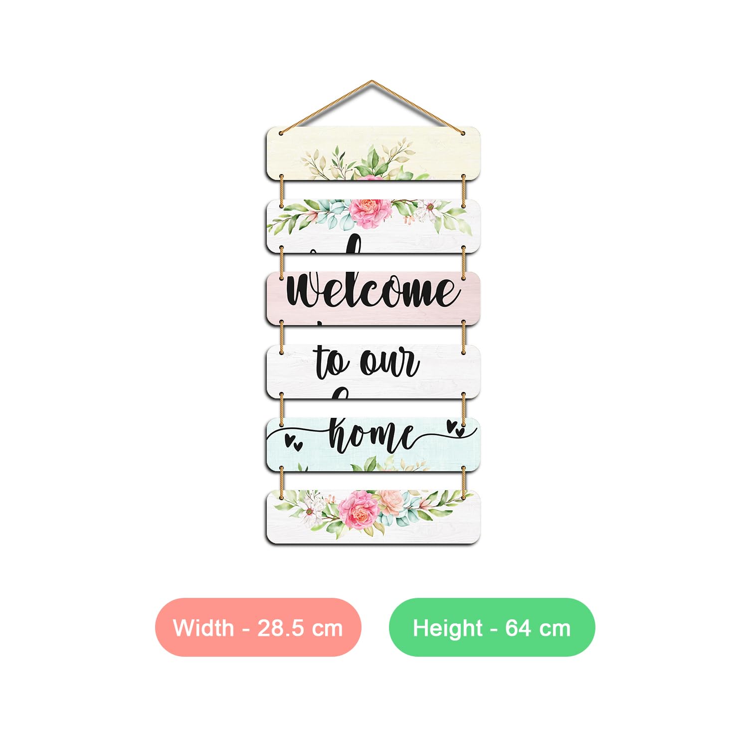 Welcome Floral Wall Sculpture – Handcrafted Wooden Door Hanging Decorative Items