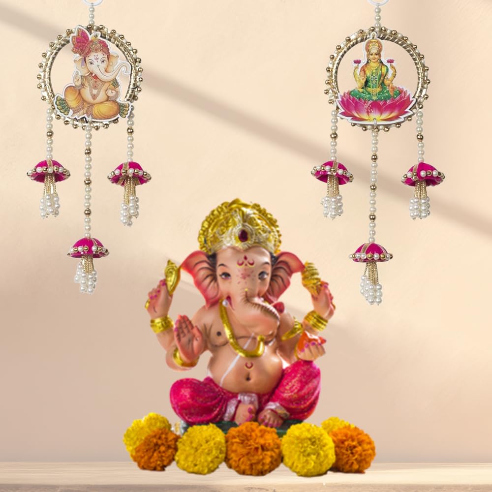 Lakshmi Ganesh Door Hanging Jhumki Set for Diwali  Pooja or Temple Room Decoration