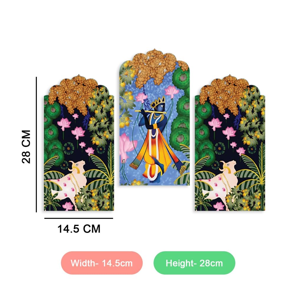 Kanha Wall Decor Hanging Item Living Room- Bedroom - Stylish Modern Artwork Pack of 3 Pieces