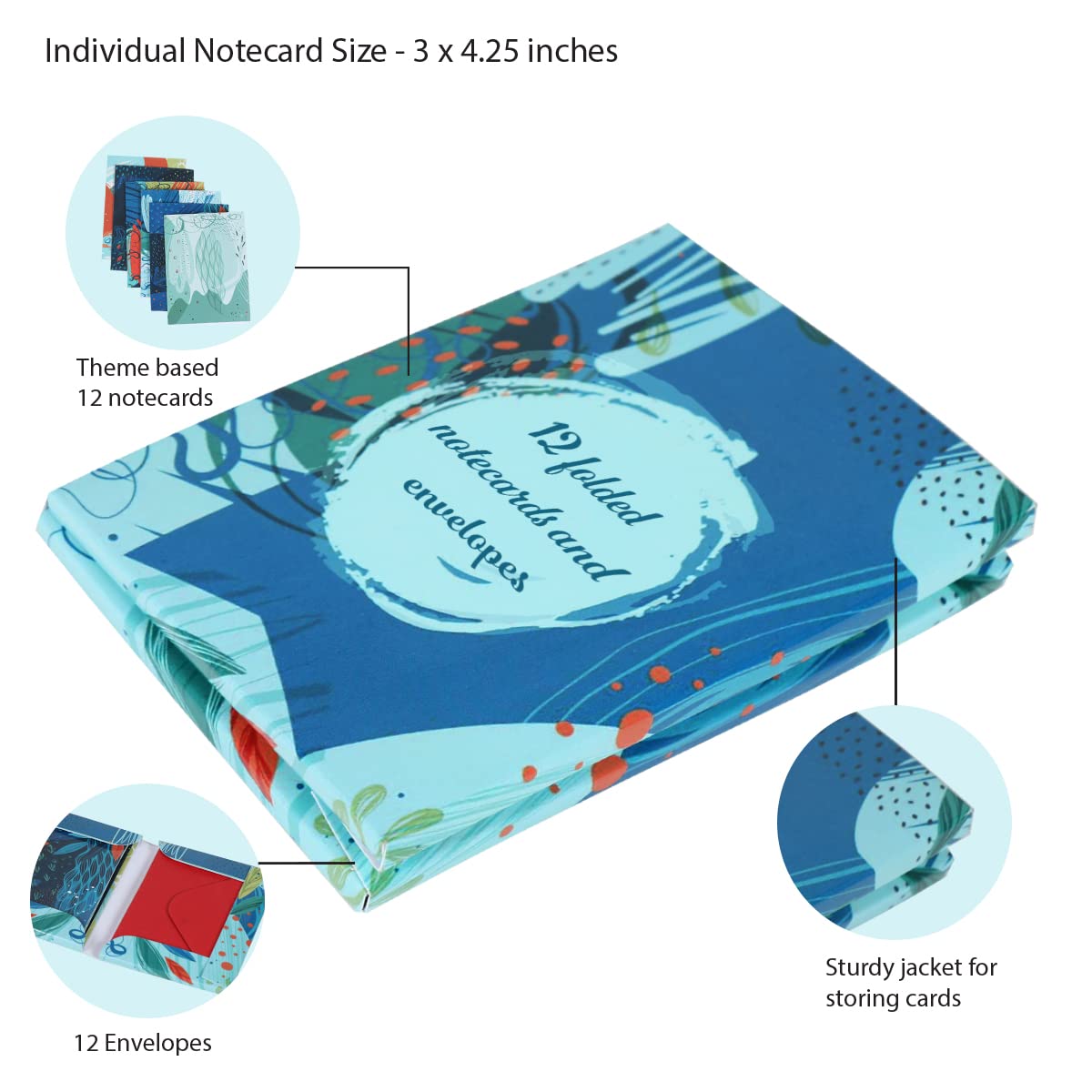 Greeting Cards Abstract Thank You Cards Set of 12 Blank Note Cards with Envelopes for him, her, Birt