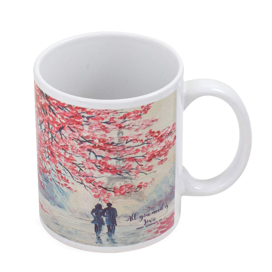 Valentines Day All You Need is Love Quote Cushion Cover with Filler(Red & Sky-Blue 12 x 12) Mug 330 