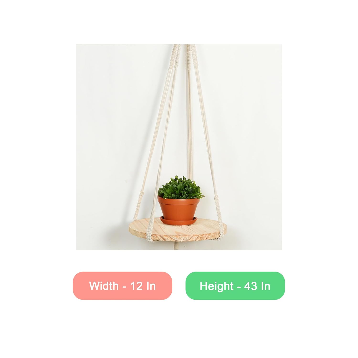 Macrame Indoor Ceiling Hanging Floating Shelf Chic Decor for Plants  Hand Woven Bohemian Decorative 