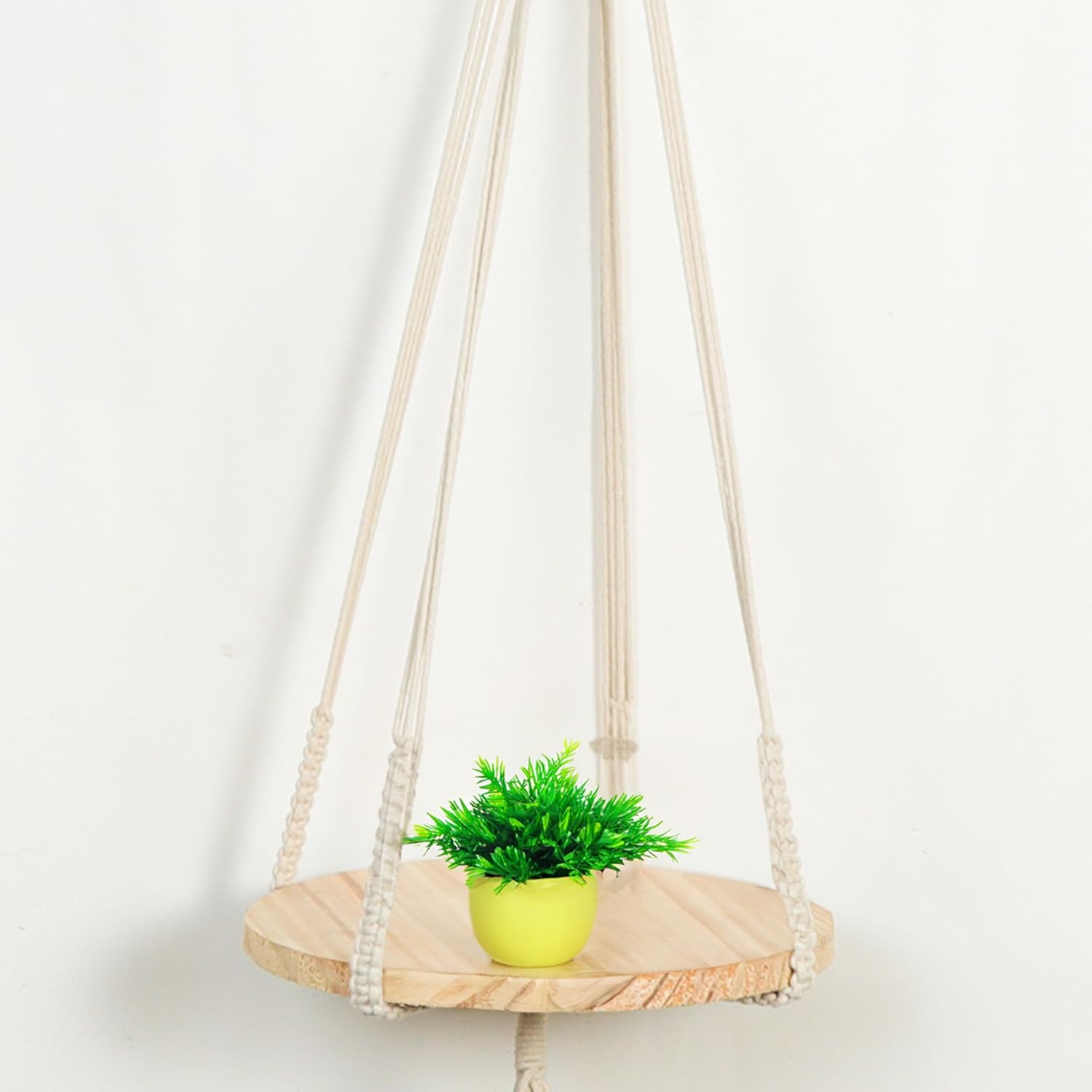 Macrame Indoor Ceiling Hanging Floating Shelf Chic Decor for Plants  Hand Woven Bohemian Decorative 