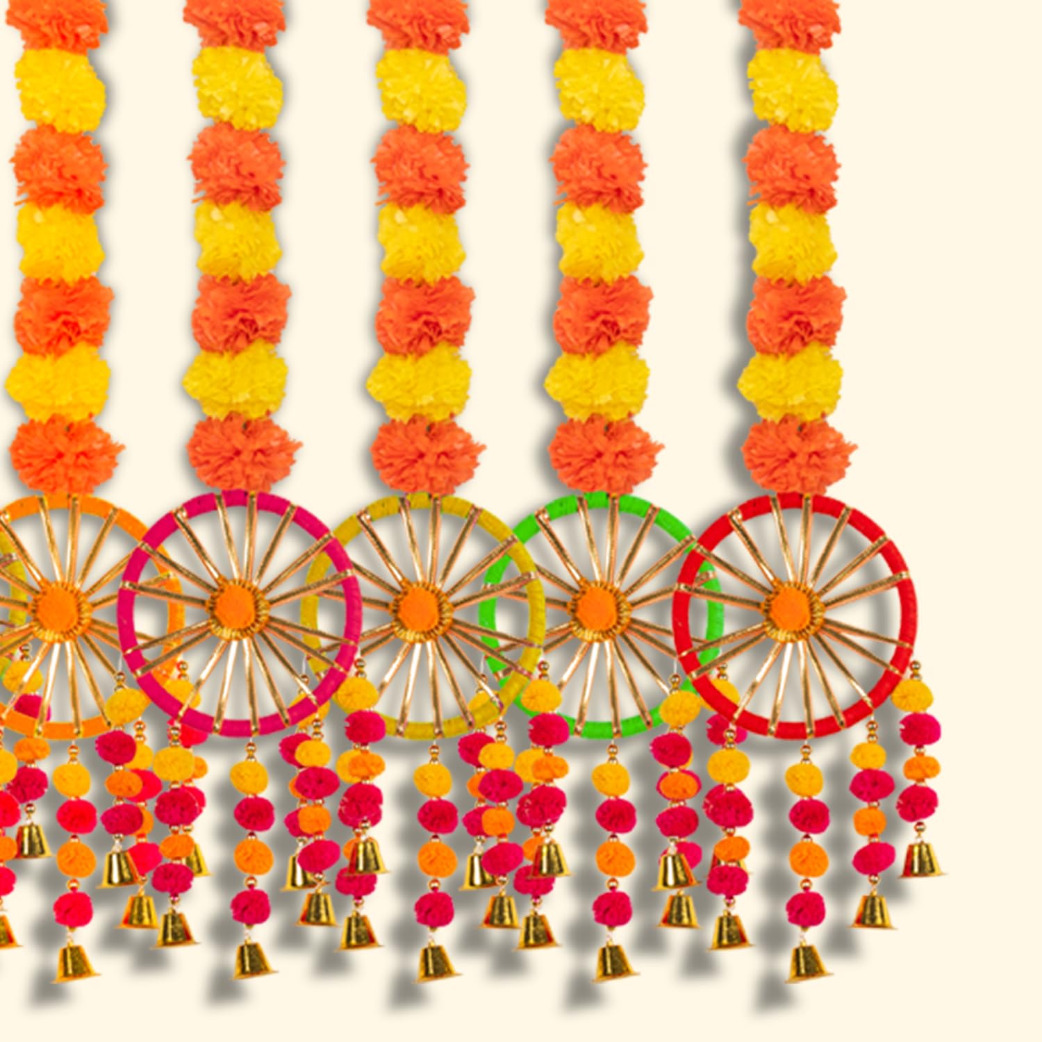 Artificial Marigold Fluffy Flowers Hanging for Home and Office Decoration, Temple or Pooja Room, Bal