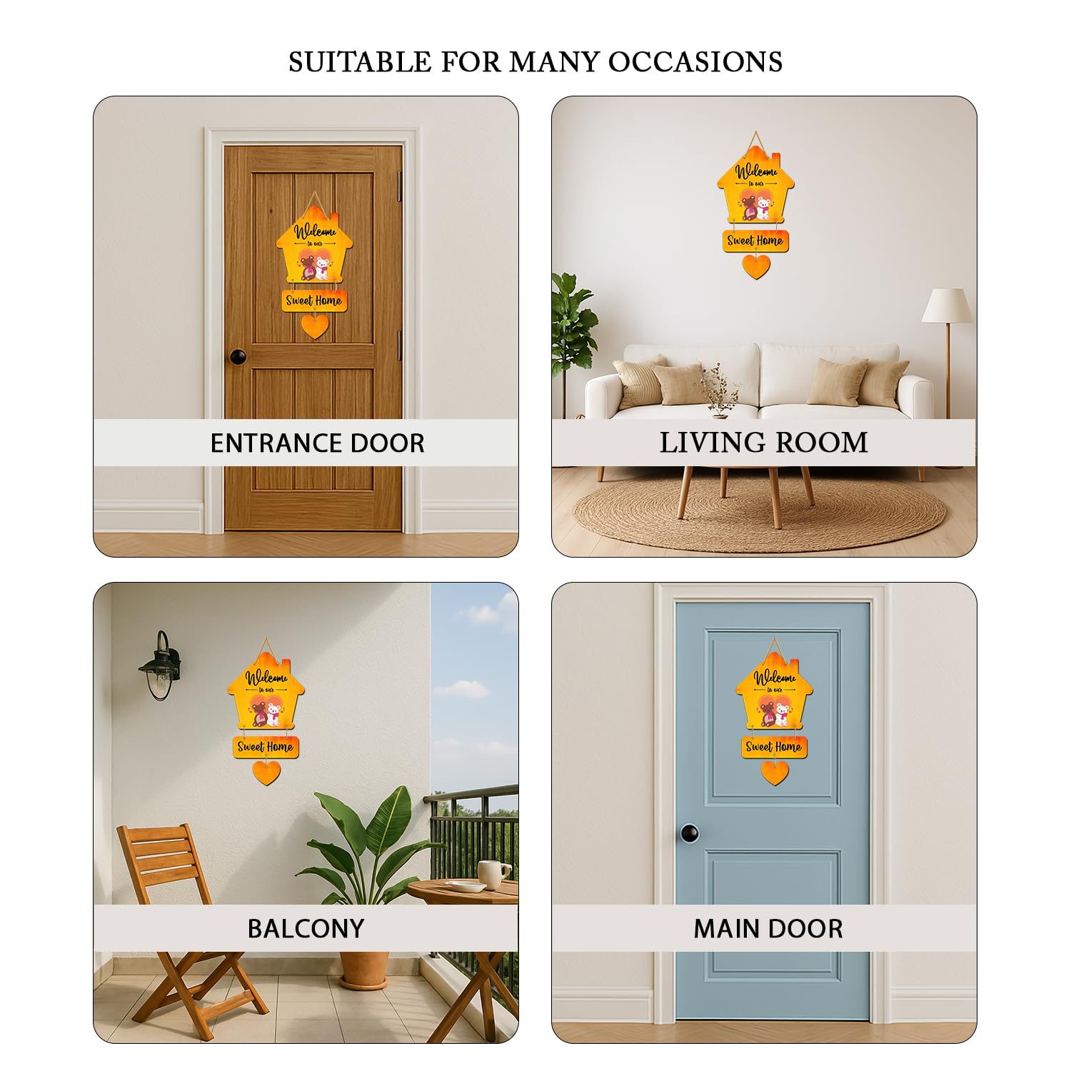 Cute Teddy Welcome To Our Home Wall Hanging For Living Room - Bedroom - Home Décor Out Door Hanging