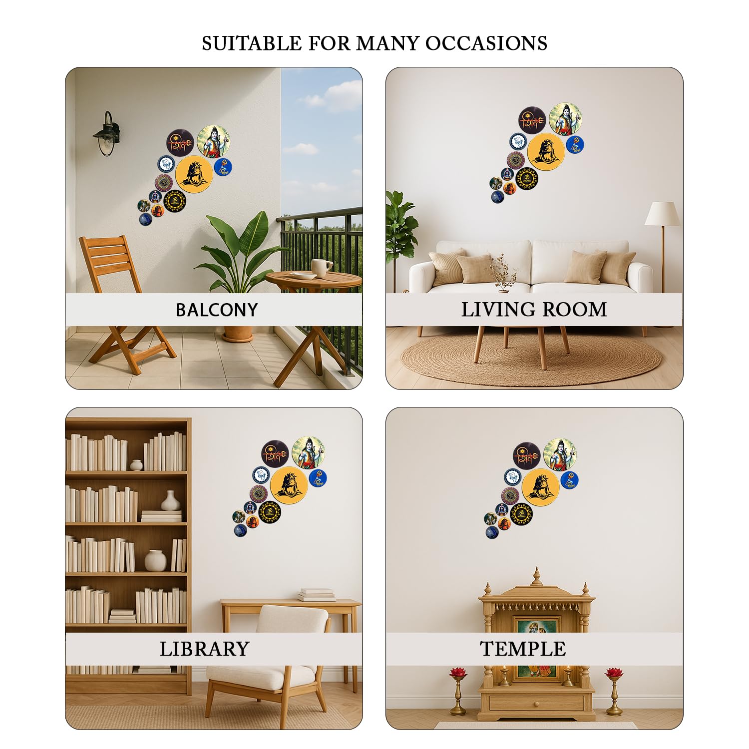 MDF Decorative Artwork Living Room Decoration Item for Home, Office - KBC1110 -Pack of 11 Pieces