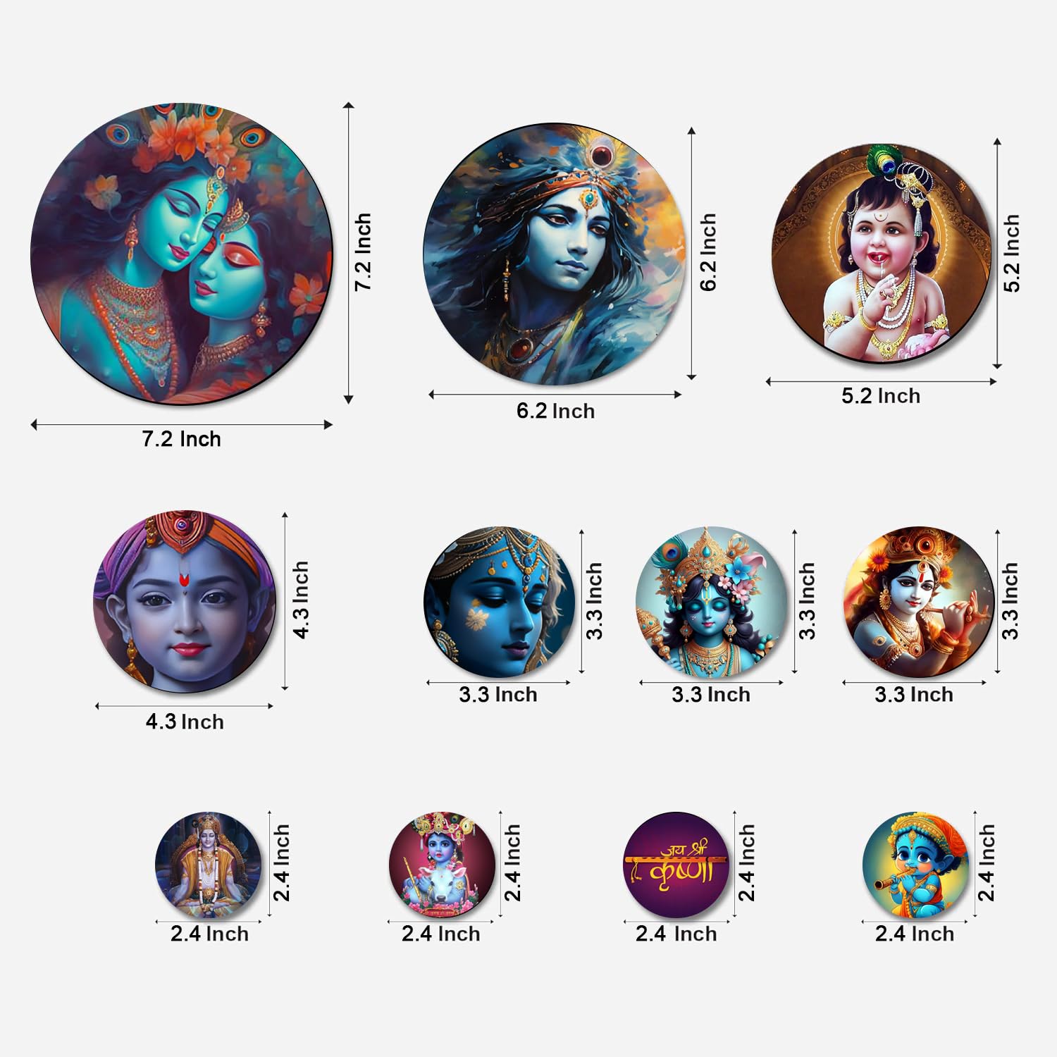 MDF Decorative Wall Mount Living Room Decoration Item for Home, Office - KBC1101 - Pack of 11 Pieces