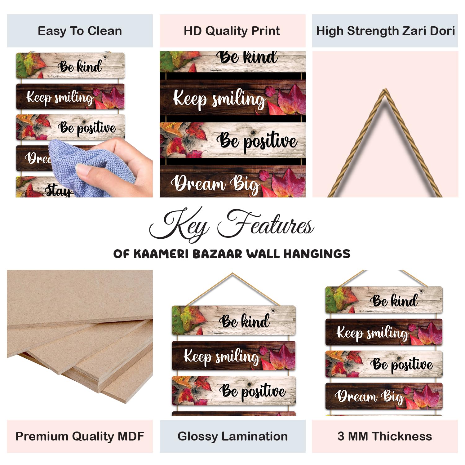 Be Kind Wall Hanging For Living Room- Bedroom - Home Décor - Gifts - Wooden Hanging Decoration Items