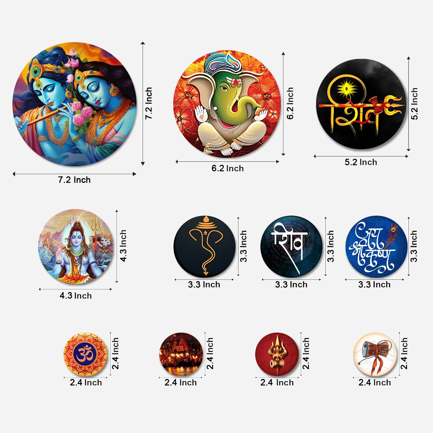 MDF Decorative Artwork Living Room Decoration Item for Home, Office - KBC1123 - Pack of 11 Pieces