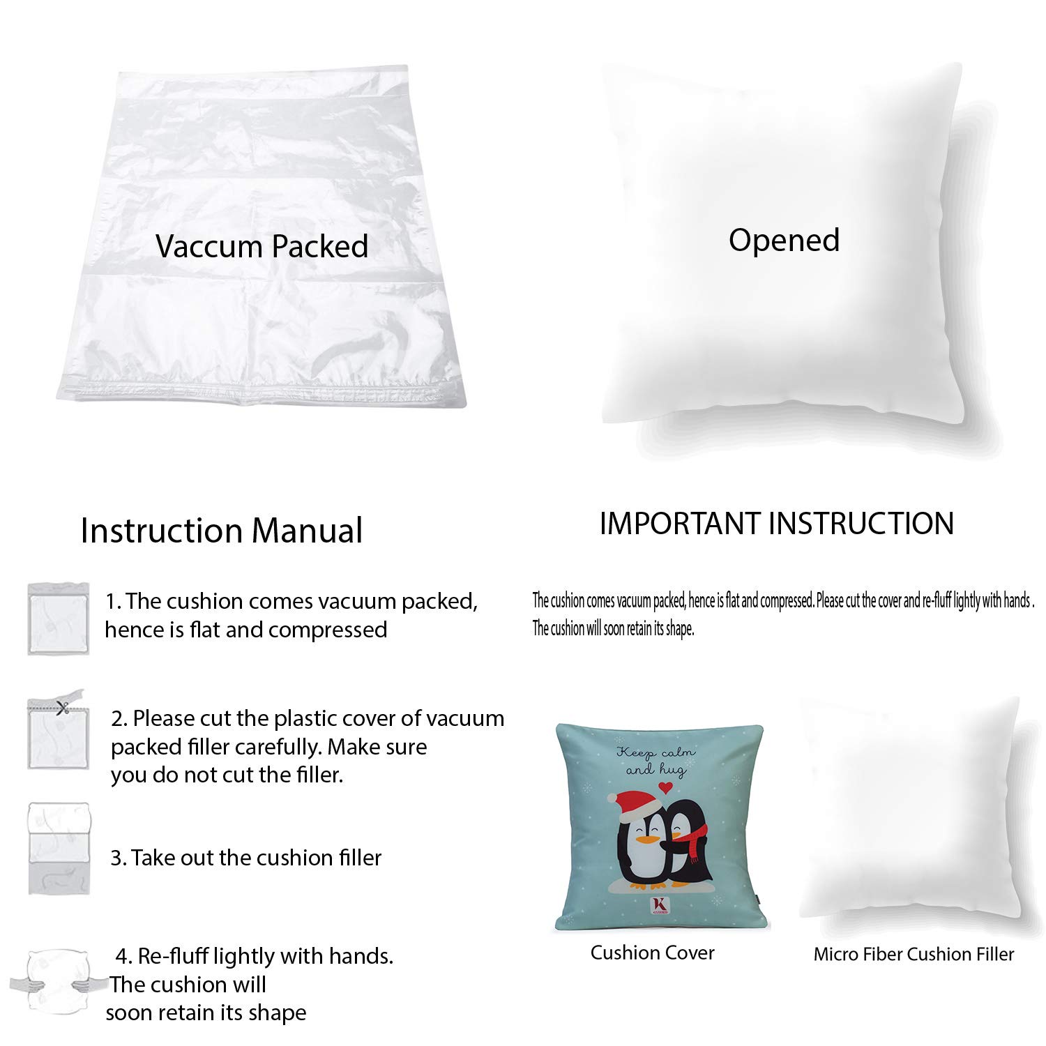 Valentines Day Keep Clam and Hug Quote Cushion Cover with Filler(Blue 12 x 12) Mug 330 ml and 1 Arti