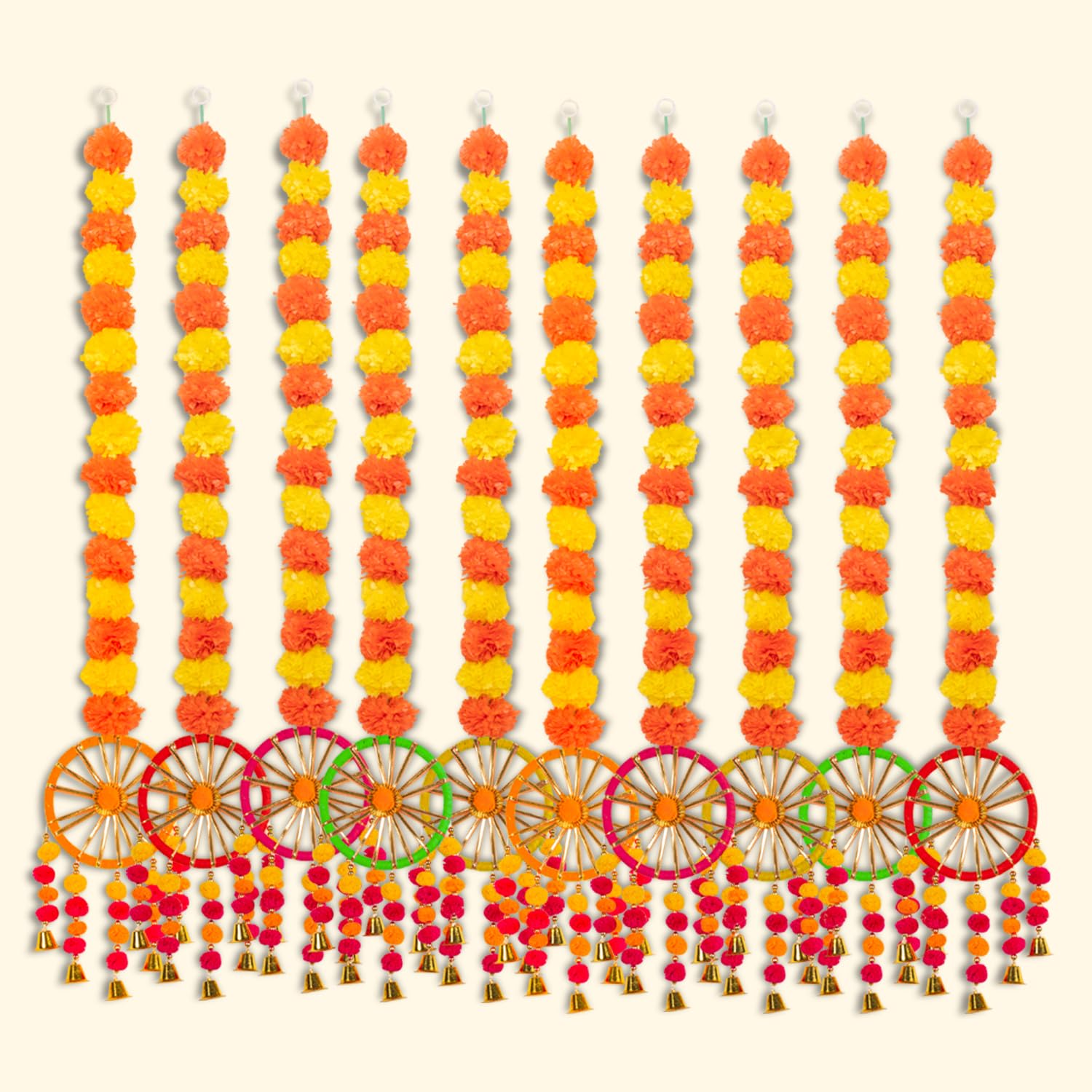 Artificial Marigold Fluffy Flowers Hanging for Home and Office Decoration, Temple or Pooja Room, Bal