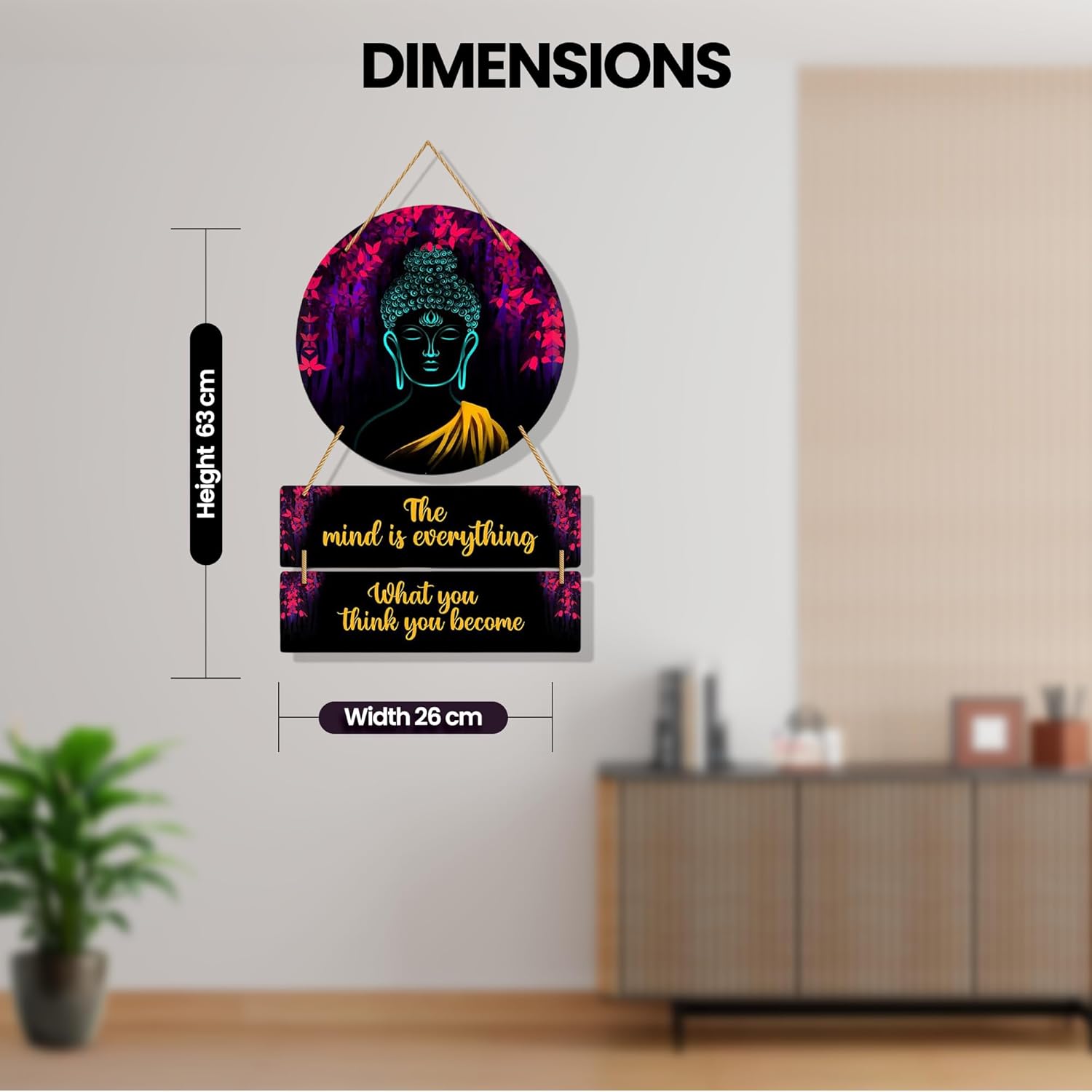 Buddha Painting Wooden Wall Hanging Decor 