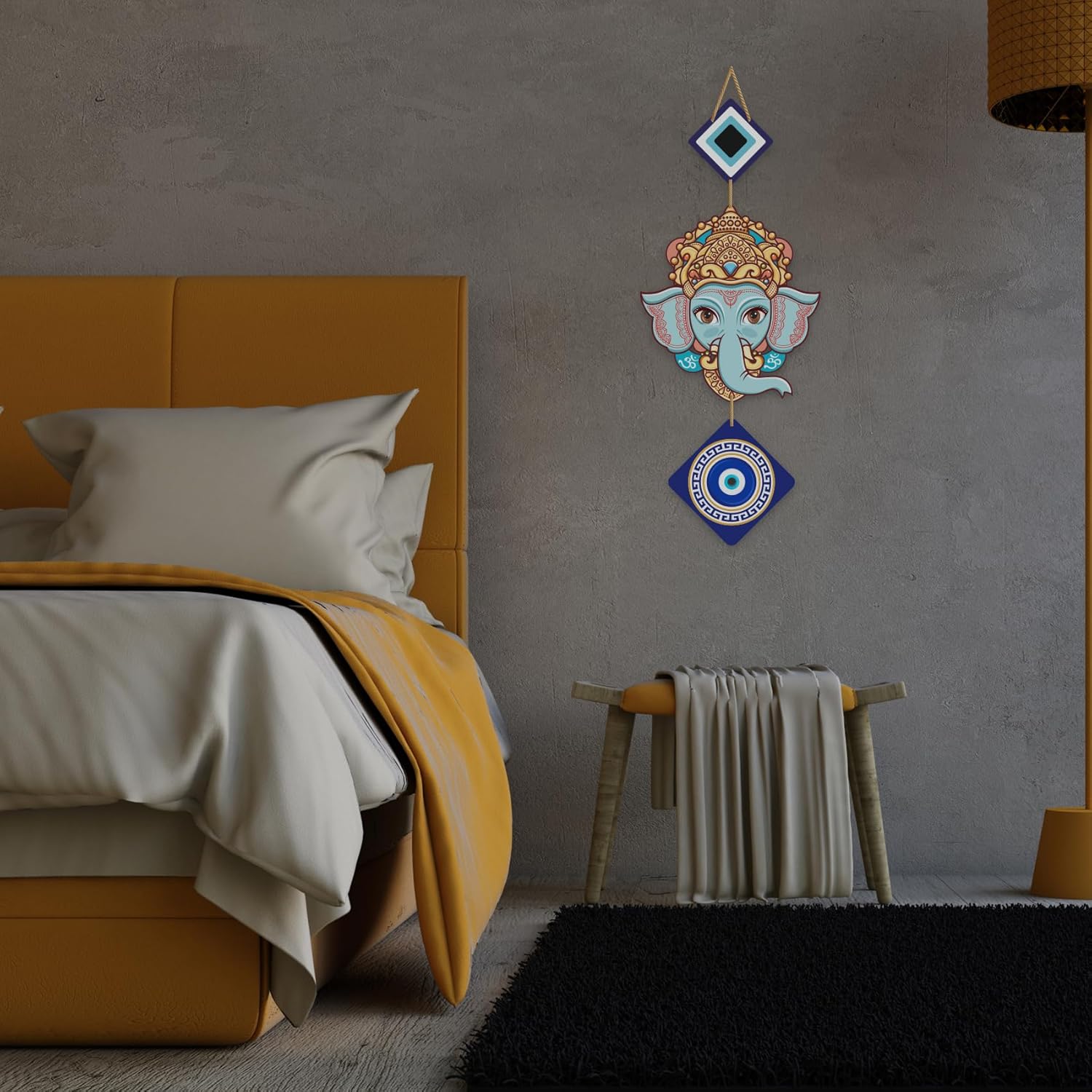 Home Decorative God Ganesha Wall Hanging Art made of MDF for Living Room, Bedroom Decoration