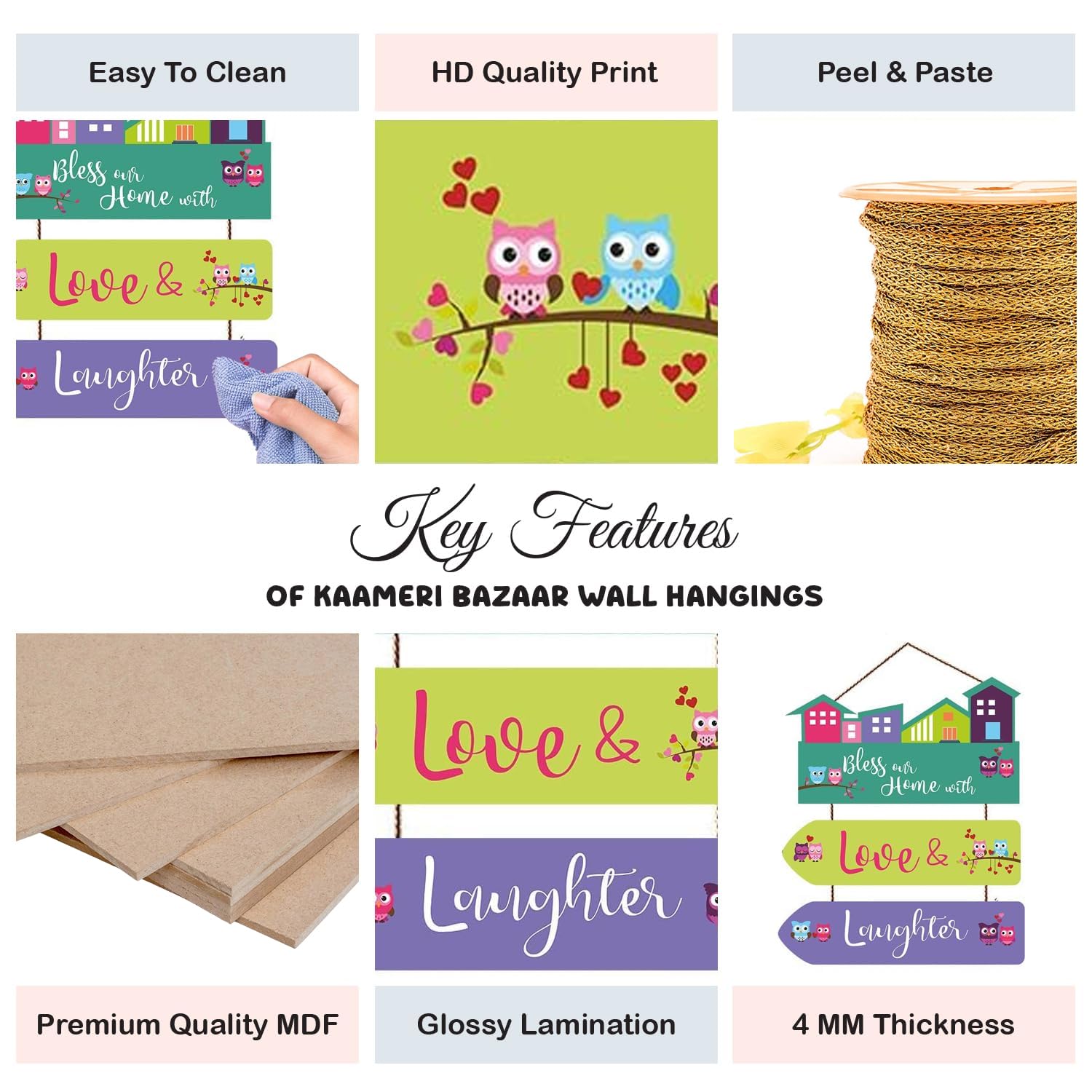 Bless Our Home Quote Decorative Wall Art MDF Wooden Wall Hanger