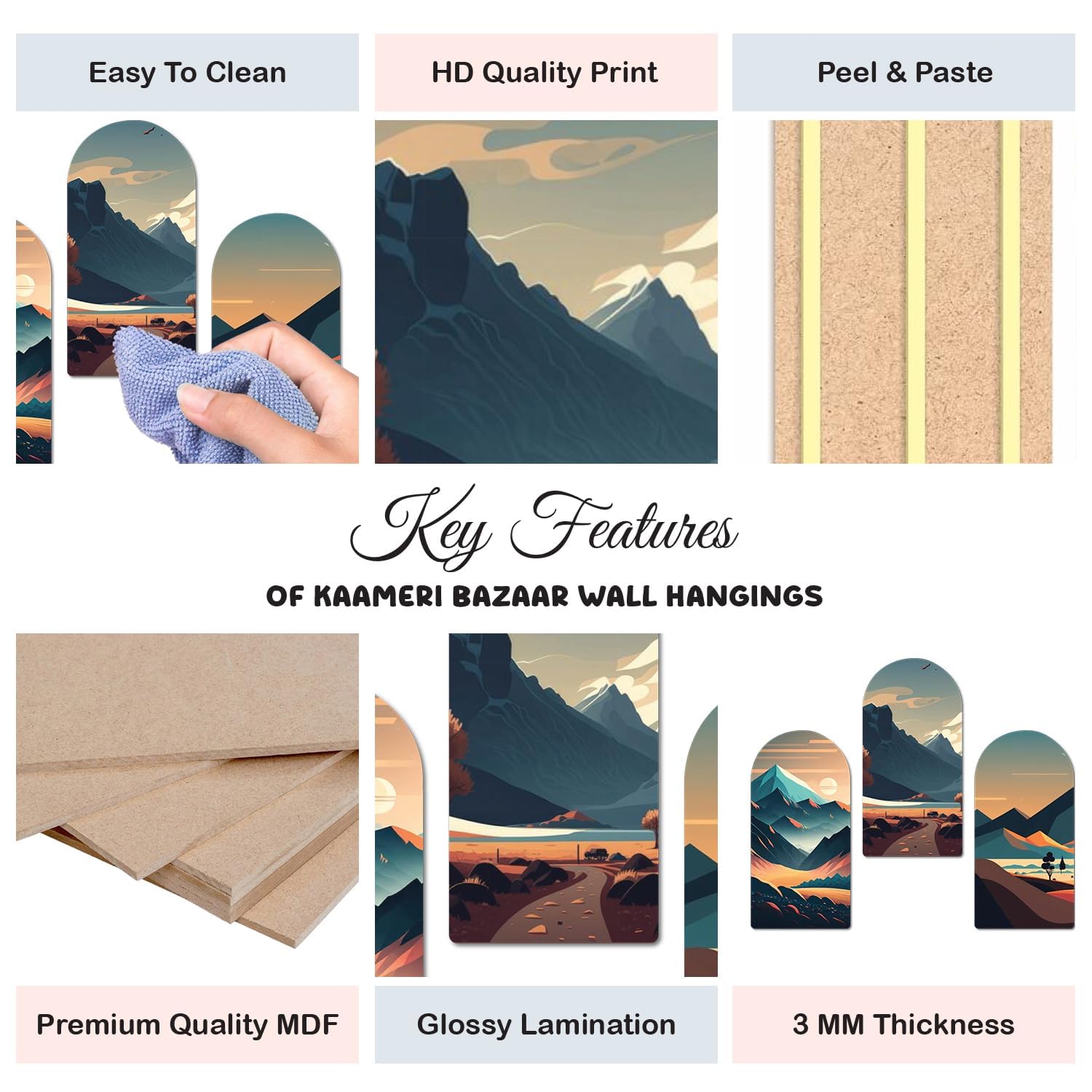 Mountain Design Wall Hanging for Living Room -Bedroom -Home Décor - Gifts - Wooden Hanging