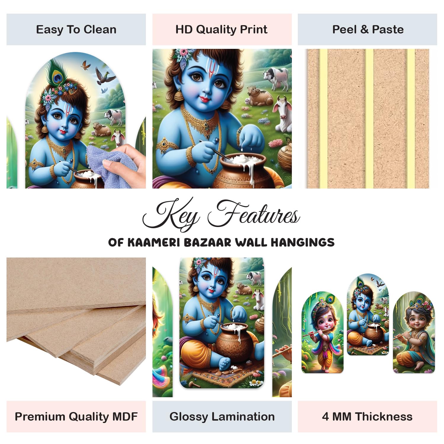 Stylish Modern Artwork Krishna Basuri Pack of 3 Pieces