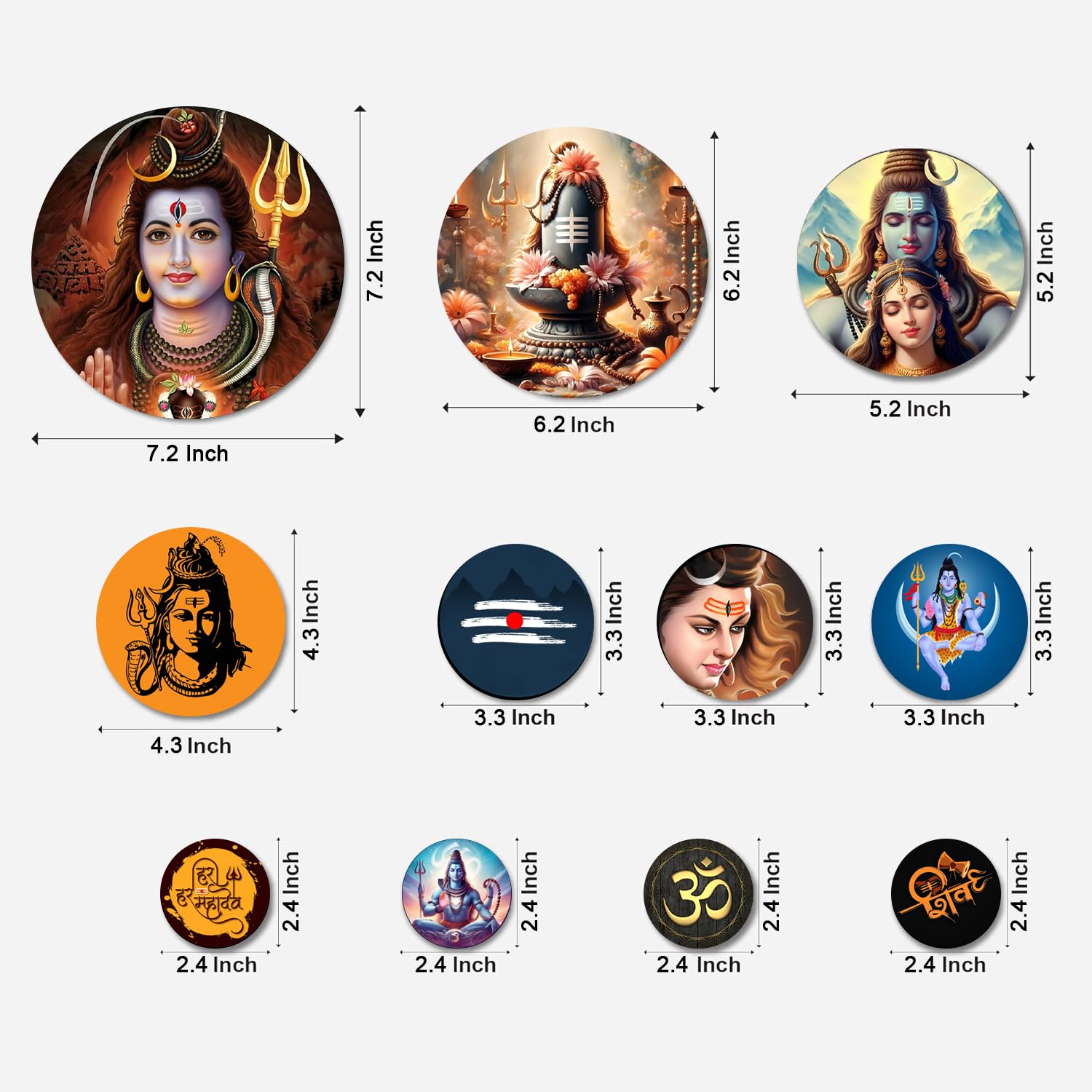 MDF Decorative Artwork Living Room Decoration Item for Home, Office - KBC1109 - Pack of 11 Pieces